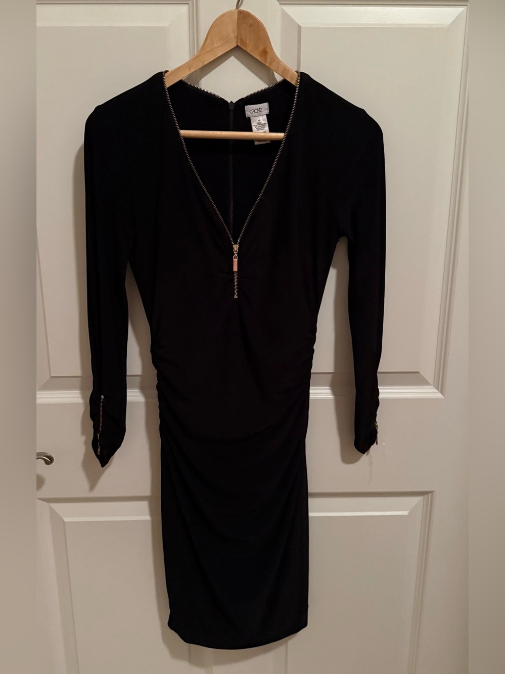 Cache Black Corset Y2K ruched Zip Dress Women’s XS Vintage EUC
